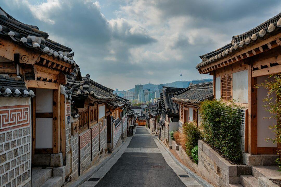 A lively Korean street showing the everyday atmosphere of life in Seoul