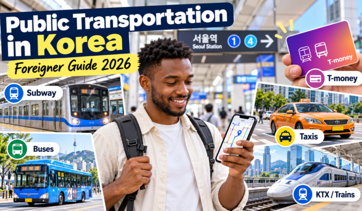 Public transportation in South Korea guide showing subway, bus, taxi, T-money and KTX for foreign residents and visitors